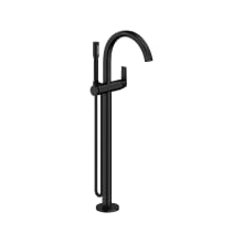 Defined Floor Mounted Tub Filler with Built-In Diverter and Hand Shower - Less Rough In