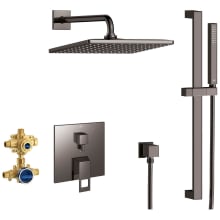 Eurocube Pressure Balanced Shower System with Shower Head, Hand Shower, Slide Bar, Shower Arm, Hose, and Valve Trim