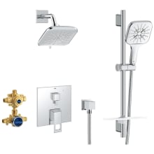 Eurocube Pressure Balanced Shower System with Shower Head, Hand Shower, Slide Bar, Shower Arm, and Valve Trim