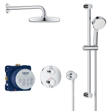 Grohtherm Thermostatic Shower System with Shower Head, Hand Shower, Slide Bar, Hose, and Valve Trim