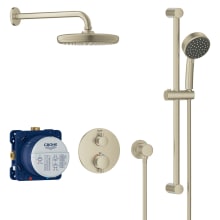 Grohtherm Thermostatic Shower System with Shower Head, Hand Shower, Slide Bar, Hose, and Valve Trim