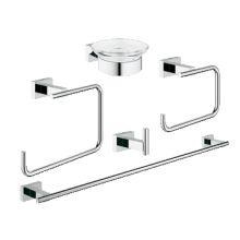 Essentials Cube Accessory Kit - Includes Towel Ring, Towel Bar, Toilet Paper Holder, Robe Hook, and Soap Dish