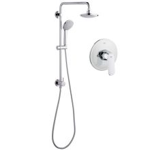 Retro-Fit Pressure Balance Shower System with Single Function Shower Head and Hand Shower, Slide Bar and Valve Trim - Less Valve