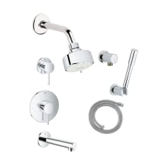 Essence Pressure Balanced Shower System with Shower Head, Hand Shower, Shower Arm, and Hose - Valves Included