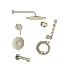 Essence Pressure Balanced Shower System with Rain Shower Head, Hand Shower, Shower Arm, and Hose - Valves Included