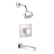 Eurocube Pressure Balanced Tub and Shower Package with Multi-Function Shower Head and Integrated Diverter and Volume Control - Rough-In Valve Included