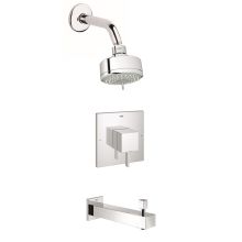 Eurocube Pressure Balanced Tub and Shower Package with Multi-Function Shower Head and Diverter Tub Spout - Rough-In Valve Included