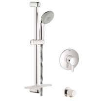 Europlus Pressure Balanced Handshower Package with Slide Bar and Wall Supply - Rough-In Valve Included
