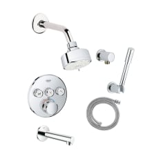 Grohtherm Thermostatic Shower System with Shower Head, Hand Shower, Shower Arm, Hose, and Tub Spout - Valve Included