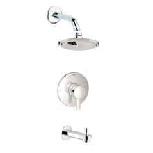 Europlus Pressure Balanced Tub and Shower Package with Rain Shower Head and Diverter Tub Spout - Rough-In Valve Included