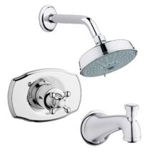 Seabury Pressure Balanced Shower Trim with Multi Function Shower Head, Tub Spout, Shower Arm and Single Cross Handle