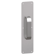 6" x 16" 1/2" Radius Corner 0.050" Gauge Pull Plate with 5/8" Round Wrought Pull on 5-1/2" Center from the Pull Plates Collection