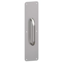 3" x 12" 1/2" Radius Corner 0.125" Gauge Pull Plate with 3/4" Round Wrought Pull on 6" Center from the Pull Plates Collection
