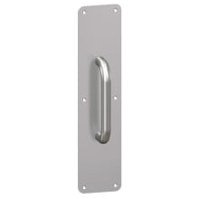 4" x 16" 1/2" Radius Corner 0.125" Gauge Pull Plate with 1" Round Wrought Pull on 12" Center from the Pull Plates Collection