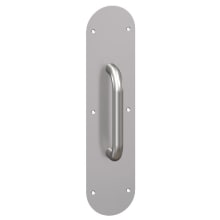 3" x 12" Rounded Corner 0.062" Gauge Pull Plate with 3/4" Round Wrought Pull on 12" Center from the Pull Plates Collection