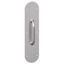 3" x 12" Rounded Corner 0.062" Gauge Pull Plate with 1" Round Cast Pull on 5-1/2" Center from the Pull Plates Collection