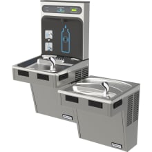 HydroBoost&reg; Wall Mounted Bi-Level Indoor Filtered Water Fountain Coolers and Bottle Filler - Barrier free with Double Bubbler&trade;