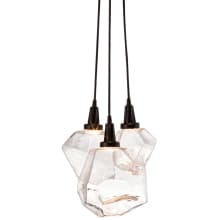 Gem 14" Wide 3 Light Hand Blown Glass LED Pendant Cluster