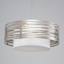 Tempest 4 Light 36" Wide Drum Chandelier - Medium (E26) with White Linen Inner and Finished to Match Metal Outer Shade