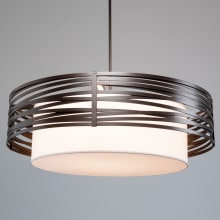 Tempest 8 Light 48" Wide Drum Chandelier - Medium (E26) with White Linen Inner and Finished to Match Metal Outer Shade