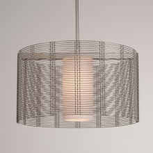 Downtown Mesh 19" Wide LED Cage Full Sized Single Pendant - with Frosted Glass Inner and Finished to Match Metal Outer Shade