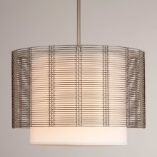 Downtown Mesh 4 Light 19" Wide Cage Full Sized Single Pendant - Medium (E26) with White Linen Inner and Finished to Match Metal Outer Shade