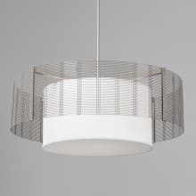 Downtown Mesh 4 Light 38" Wide Drum Chandelier - Medium (E26) with White Linen Inner and Finished to Match Metal Outer Shade