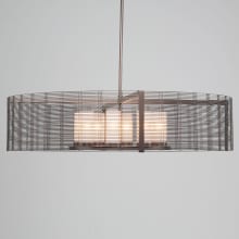 Downtown Mesh 8 Light 48" Wide Drum Chandelier - Medium (E26) with Frosted Glass Inner Shades and Finished to Match Outer Metal Shade