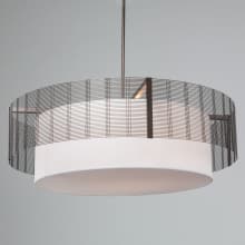 Downtown Mesh 8 Light 48" Wide Drum Chandelier - Medium (E26) with White Linen Inner and Finished to Match Metal Outer Shade