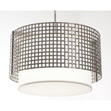Tweed 4 Light 25" Wide Drum Chandelier - Medium (E26) with White Linen Inner and Finished to Match Metal Outer Shade