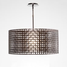 Tweed Single Light 25" Wide Drum Chandelier - Medium (E26) with Frosted Glass Inner and Finished to Match Metal Outer Shade