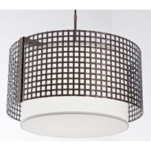 Tweed 4 Light 25" Wide Drum Chandelier - Medium (E26) with White Linen Inner and Finished to Match Metal Outer Shade