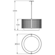 Tweed 4 Light 25" Wide Drum Chandelier - Medium (E26) with White Linen Inner and Finished to Match Metal Outer Shade