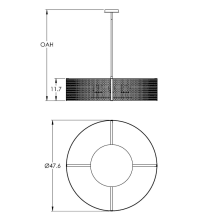 Tweed 8 Light 48" Wide Drum Chandelier - Medium (E26) with Frosted Glass Inner Shades and Finished to Match Outer Metal Shade