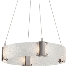 Parallel 24" Wide Artisan Crafted LED Chandelier with Hand Textured Glass