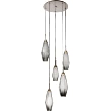 Aalto 19" Wide Artisan Crafted Geometric Optic Glass 5 Light Pendant