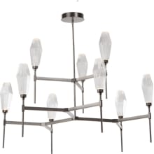 Aalto 54" Wide Artisan Crafted Geometric Optic Glass 9 Light Two Tier Chandelier