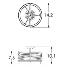 Tempest 2 Light 14" Wide Semi-Flush Drum Ceiling Fixture - Medium (E26) with White Linen Inner and Finished to Match Metal Outer Shade