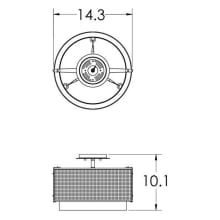 Uptown Mesh 2 Light 14" Wide Semi-Flush Drum Ceiling Fixture - Medium (E26) with White Linen Inner and Finished to Match Metal Outer Shade