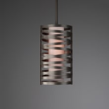 Tempest 6" Wide Rod Hung LED Cage Mini Single Pendant - with Frosted Glass Inner and Finished to Match Metal Outer Shade