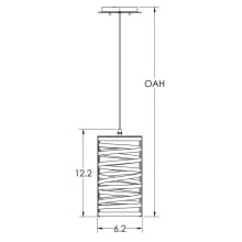 Tempest 6" Wide Rod Hung LED Cage Mini Single Pendant - with Frosted Glass Inner and Finished to Match Metal Outer Shade