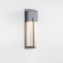 Square Cover Metalwork Single Light 16" Tall Outdoor ADA Compliant Wall Sconce - GU10 with Frosted Granite Glass Shade