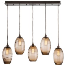 Ellisse 38" Wide Artisan Crafted 5 Light Optic Glass Linear Pendant