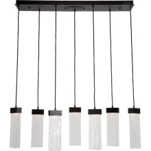 Parallel 45" Wide Artisan Crafted 7 Light LED Linear Pendant with Hand Textured Glass