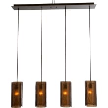 Textured Glass 42" Wide Artisan Crafted 4 Light Linear Pendant