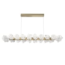 Blossom 60" Wide LED Linear Chandelier with Clear Blossom Blown Glass Shades