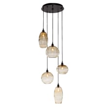 Misto 23" Wide Artisan Crafted Optic Glass 5 Light Pendant