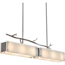 Ironwood 44" Wide Artisan Crafted Linear Chandelier with Hand Textured Glass and Sculpted Steel