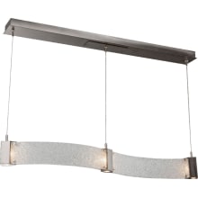 Parallel 48" Wide Artisan Crafted LED Curved Linear Suspension with Hand Textured Glass