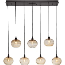 Coppa 48" Wide Artisan Crafted Optic Glass 5 Light Linear Pendant